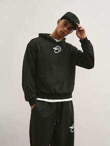 TOKVUE Men's Personalized Graphic Print Hoodie And Pants Casual Tracksuit Set - Black - View 5
