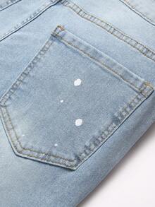 Manfinity LEGND 男式口袋破洞紧身休闲牛仔裤 - 淺色水洗藍 - 查看 5