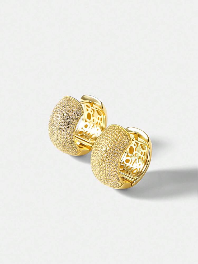 18K GOLD PLATED CUBIC ZIRCONIA HOOP EARRINGS