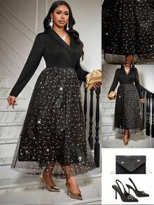 SHEIN Lady Plus Size Spring, Summer, Autumn And Winter Black Suit Collar Long Waist A-Line Long Dress Mesh Star Fabric Elegant Dresses For Party Wedding Guest Dress Sequin Skirt  Black Dress   Halloween Costumes Winter Dress Halloween Costume Christmas Dress New Year Clothes  Party Dress Elegant Dresses For Party   Elegant Dresses For Women  Black Dress Winter Winter Clothes For Women  Winter Clothes  Winter Dress Wome   Christmas  Christmas Clothes   New Year Dress   Christmas Dress New Year's Eve Dress Party Dress Elegant Party Dresses  Christmas Party Dress Graduation Dress  Elegant Dresses For Party Elegant Dress For Women Elegant Dresses For Party Luxury Evening Dresses For Women Luxury Evening Dress For Women Luxury Evening Dresses For Weddings  Shiny Dress Sparkly Dress   Black Dress   Black Dress For Women