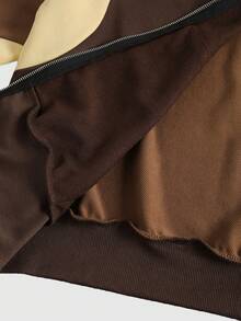 ROMWE MEN Street Life 男式撞色拼接落肩长袖休闲连帽运动衫 - 彩色 - 查看 5