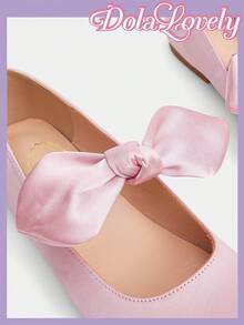 Dola Lovely 1 par de bailarinas tipo Mary Jane para mujer, con lazo rosa y decoración de rhinestones, zapatos casuales cómodos y apropiados para uso al aire libre - Rosa vieja - Ver 4