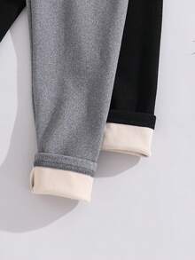 Genkimix Kids 冬季女童两件套打底裤，饰有心形刺绣图案，保暖舒适，内衬保暖层，适合日常休闲穿着，秋冬季女童打底裤 - 彩色 - 查看 6