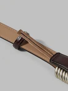 Ontre Women Fashionable Brown Metal Buckle Belts - Coffee - View 4