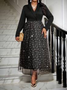 SHEIN Lady Plus Size Spring, Summer, Autumn And Winter Black Suit Collar Long Waist A-Line Long Dress Mesh Star Fabric Elegant Dresses For Party Wedding Guest Dress Sequin Skirt  Black Dress   Halloween Costumes Winter Dress Halloween Costume Christmas Dress New Year Clothes  Party Dress Elegant Dresses For Party   Elegant Dresses For Women  Black Dress Winter Winter Clothes For Women  Winter Clothes  Winter Dress Wome   Christmas  Christmas Clothes   New Year Dress   Christmas Dress New Year's Eve Dress Party Dress Elegant Party Dresses  Christmas Party Dress Graduation Dress  Elegant Dresses For Party Elegant Dress For Women Elegant Dresses For Party Luxury Evening Dresses For Women Luxury Evening Dress For Women Luxury Evening Dresses For Weddings  Shiny Dress Sparkly Dress   Black Dress   Black Dress For Women