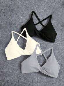 Velisys Velisys 3 PCS Seamless Yoga Sports Bra/Twisted Front Design/Versatile For Sports & Daily Wear - Multicolor - View 5