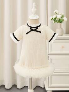 Glamorique Kids Baby Mädchen Blumen Brautjungfernkleid, Hochzeit, Blumenmädchen, Elegant, Geburtstags-Outfit für Baby, geeignet für feierliche Anlässe - Champagnerfarben - Übersicht 5