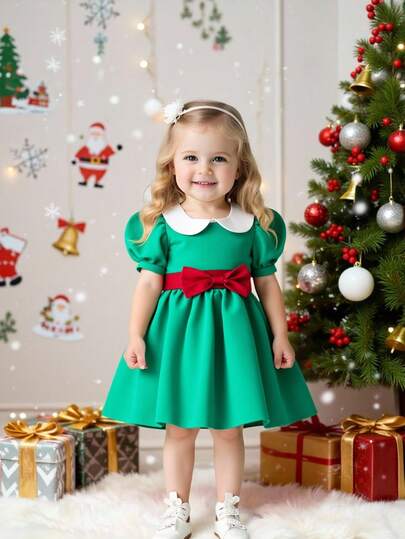 Glamorique Kids Baby Girls Partywear Christmas Dress Fall Winter