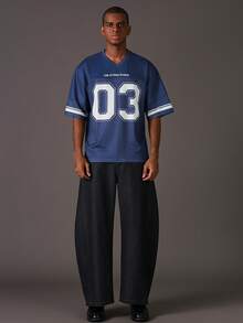 STYNVO Men's Contrast Color Numeric Print Short Sleeve T-Shirt Oversized Jersey Deion Sanders Shirt Breezy Bowl Jersey Jerseys For Men V Neck