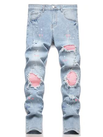 Manfinity LEGND 男式口袋破洞紧身休闲牛仔裤