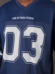 STYNVO Men's Contrast Color Numeric Print Short Sleeve T-Shirt Oversized Jersey Deion Sanders Shirt Breezy Bowl Jersey Jerseys For Men V Neck