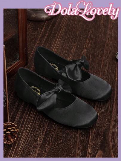 Dola Lovely 1 Pair Women's Mary Jane Flat Shoes, Pink Bow & Rhinestone Decor Slip-On Casual Comfortable Shoes Suitable For Outdoor Wear