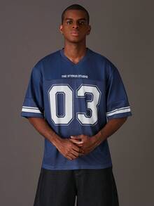 STYNVO Men's Contrast Color Numeric Print Short Sleeve T-Shirt Oversized Jersey Deion Sanders Shirt Breezy Bowl Jersey Jerseys For Men V Neck