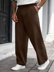 Manfinity CasualCool Pantaloni casual larghi con tasche, tinta unita, taglie comode per uomo di taglia grande