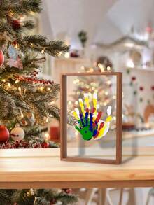 SHEIN 1 pezzo Kit Memory con stampa a mano DIY, cornice per ombreggiatura in legno con 4 fogli di acrilico trasparente senza elettricità, regalo per decorazione domestica per famiglia, couples, fratelli, amici, laurea, decorazione da parete