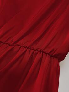 GlowEve CURVE Váy không tay thanh lịch cho nữ cỡ lớn có nơ thắt eo - Đỏ - Xem 4