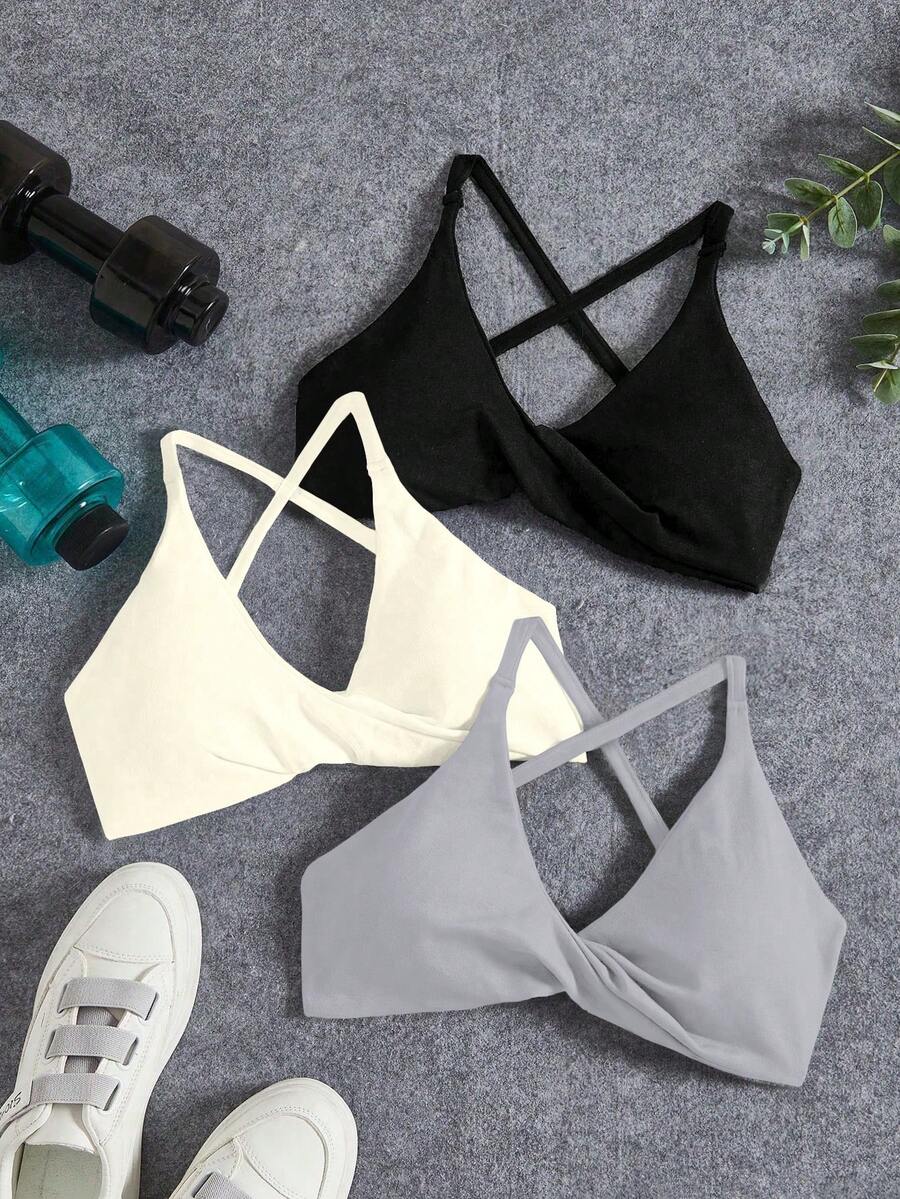 Velisys Velisys 3 PCS Seamless Yoga Sports Bra/Twisted Front Design/Versatile For Sports & Daily Wear