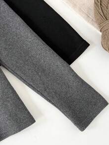 Leap Crew 2 件套年轻女孩秋冬紧身厚底高领 T 恤，适合返校、派对、婚礼、花童、儿童休闲装、开幕式、日常穿着、学校、旅行 - 黑色 - 查看 6