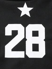 Sparklyn 这款少女秋冬返校休闲卫衣，正面印有图案，搭配不对称无袖背心罩衫和不对称下摆的短款长袖套头衫，适合少女日常休闲、上学、度假和圣诞节穿着。 - 黑色 - 查看 3