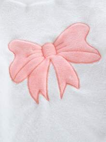 2pcs Teen Girls Soft Comfortable Pink Bow Embroidery Pajama Set, Plaid Long Sleeve Top And Pants Sleepwear - Pink - View 4