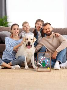 SHEIN 1 pezzo Kit Memory con stampa a mano DIY, cornice per ombreggiatura in legno con 4 fogli di acrilico trasparente senza elettricità, regalo per decorazione domestica per famiglia, couples, fratelli, amici, laurea, decorazione da parete