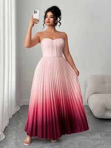 Elenzga Elegant Romantic Gradient Color Ruffle Waist A-Line Off Shoulder Dress,  Day - Multicolor - View 6