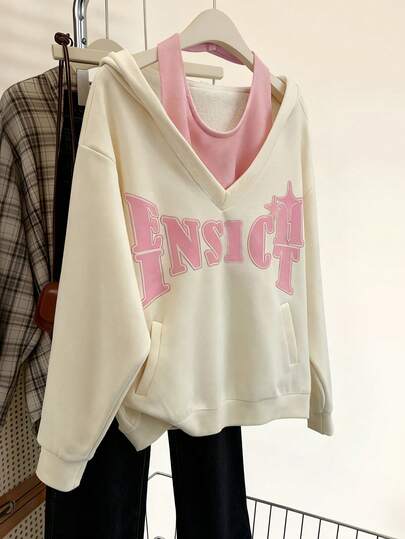 Resyla Women's Standard Size Casual Letter Pattern Hollow Sweatshirt