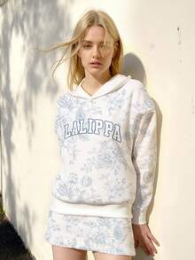 INAWLY 女士休闲花卉字母印花卫衣，秋冬款 - 彩色 - 查看 3