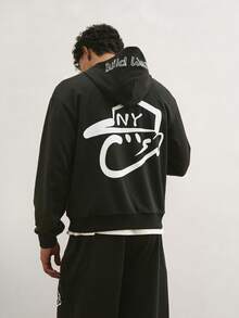 TOKVUE Men's Personalized Graphic Print Hoodie And Pants Casual Tracksuit Set - Black - View 1