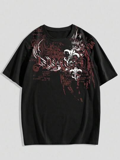 Goth T-shirt à manches courtes imprimé gothique mode homme