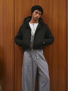 TOKVUE 男士纯色简约休闲长袖亨利领打底白色T恤，适合秋冬季穿着 - 白色 - 查看 7