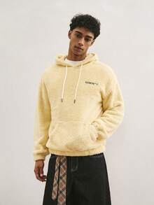 TOKVUE Herren Lässig Fleece Kapuzenpullover mit Buchstaben-Stickerei, Herbst/Winter, Langarm Oberteil