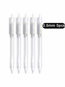 SHEIN 5pcs/Set Automatic Pencils White Simple Automatic Pen 0.5/0.7mm Student School Supplies Office Supplies Stationery Back To School, 0.5mm For Students, 0.7mm High-End Simple Design, 2 Choices (0.5/0.7) Available, Suitable For Students Children School Office Teaching Writing Tools