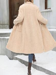 SHEIN Unity Women's Regular Fit Double-Breasted Long Coat, Suitable For Autumn/Winter - Khaki - View 2