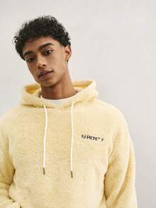 TOKVUE Herren Lässig Fleece Kapuzenpullover mit Buchstaben-Stickerei, Herbst/Winter, Langarm Oberteil