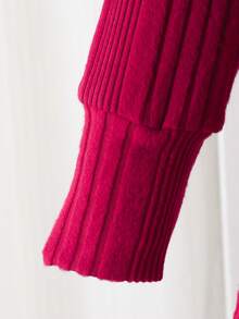 2pcs/Set Red Turtleneck Ribbed Long Sleeve Dress + Sweater Vest, Christmas Vibe Outfit For 7th Birthday, Autumn Winter Young Girls Party Dress Clothes - Multicolor - View 7