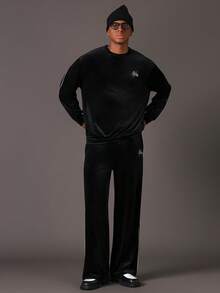 STYNVO Bộ đồ nam tối giản gồm áo nỉ dài tay và quần dài, màu đen. - màu đen - Xem 2