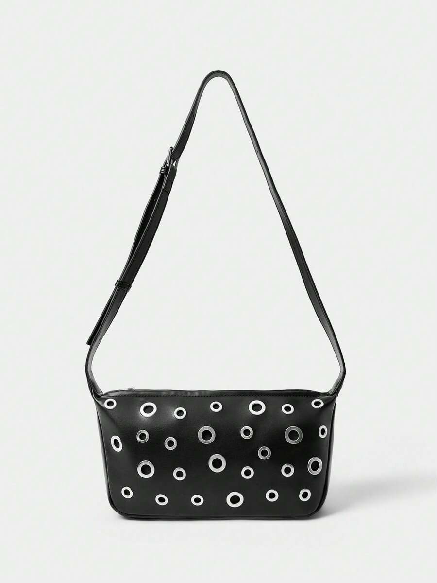 SHECARRY Women's Fashion Casual Metal Mesh Adjustable Shoulder Bag - Black - View 1