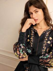 Lilora Đầm dài tay dài dáng xòe bằng chiffon in hoa màu đen dành cho nữ, Thu/Đông, Công sở, Cổ điển, Tiệc tùng, Nghỉ dưỡng, Đi chơi, Phong cách quý tộc, Quyến rũ, Dạ hội, Vũ hội, Ngày Valentine, Trang phục du lịch, Đi làm, Nhiều lớp, Hẹn hò, Tụ họp, Tối giản, Sinh nhật, Sự kiện trang trọng, Ibiza, Nashville, Nghỉ ngơi, Kín đáo, Sang trọng, Thường ngày, Mua sắm, Thời trang đường phố, Đi chơi, Gợi cảm, Cổ điển, Thời trang đường phố, Boho, Trang trọng, Phong cách những năm 2000, Thường ngày, Hippie, Cổ điển, Phong cách quý tộc - Nhiều màu - Xem 6