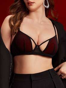 EmpressEnvy 1pc Sexy Smooth Wine Red Underwire Push-Up Bra For Women - Red - View 4