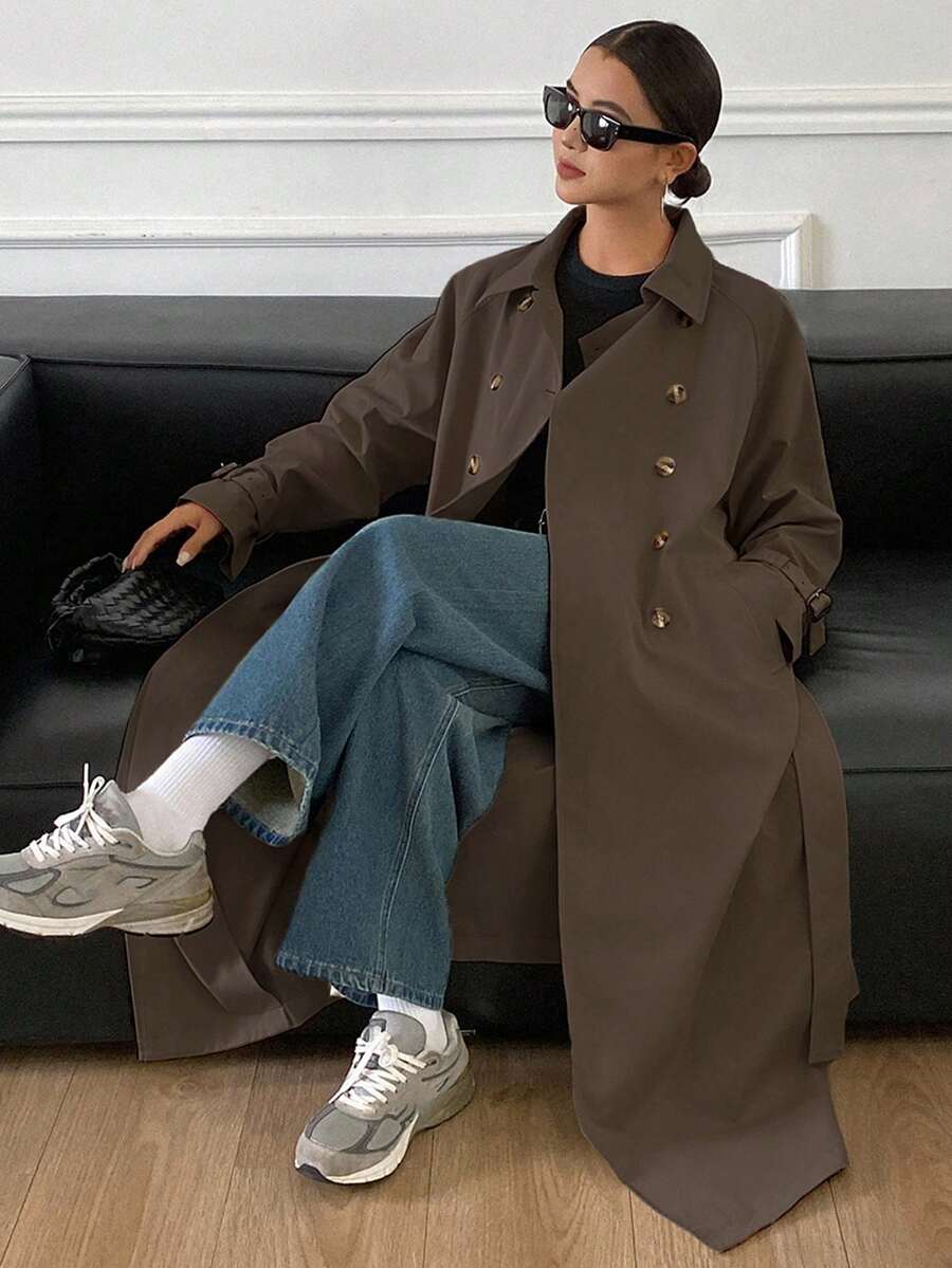 DAZY 女士宽松休闲加厚常规款夹克，秋冬女式外套 - 咖啡棕 - 查看 1