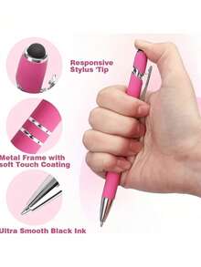 16 Metal Random Color Retractable Ballpoint Pens With Touch Screen Pen Tip - Medium Thick Pen Tip, Smooth Writing, Anti Slip Handle, Compatible With Multiple Devices - Suitable For Daily School/Office Use