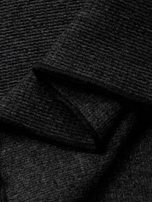 FRIFUL Camiseta de manga larga holgada y versátil para mujer con cuello redondo en gris oscuro, decoración de rayas de contraste, abertura lateral con cordón, puños y bajo con ribete, hombros caídos, para otoño - Negro - Ver 6