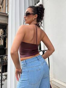 Flirla Women's Sexy Y2K Camisole Top With Metal Buckle Decor - Burgundy - View 2