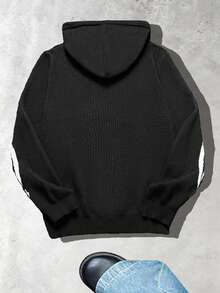 Manfinity EMRG Sudadera casual con capucha para hombre con patrón de esqueleto oscuro, cordón, otoño/invierno