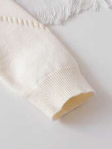 SHEIN Playful Pals 2 件套少女可爱长袖蝴蝶结装饰毛衣和百褶裙套装，秋冬