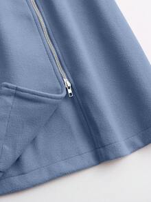 DreamSkyne Plus Size Fashionable Solid Color Woolen Coat With Belt, Versatile For Autumn/Winter - Baby Blue - View 3
