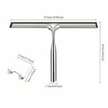 1pc Stainless Steel Shower Squeegee With Silicone Blade & Ergonomic Handle - Rust-Resistant Bathroom, Kitchen, Car Glass Cleaner - Includes Hooks Holder For Shower Doors, Windows, Mirrors, Bathroom Cleaning Tool | Modern Sleek Design | Stainless Steel Squeegee - Multicolor - View 19