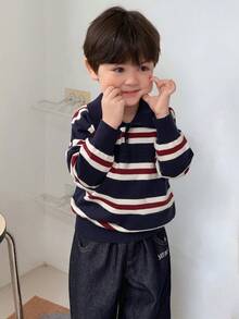 DAZY Toddler Boys' Striped Casual Long Sleeve Sweater, Autumn/Winter - Blue - View 3