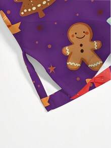 PopScrub Christmas Cartoon Print Scrub Uniform Top - Multicolor - View 3